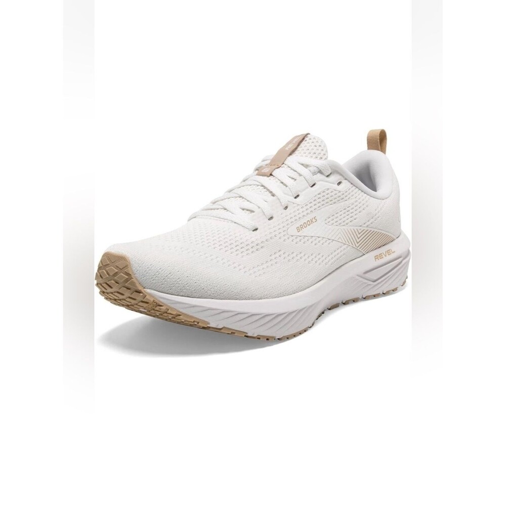 Brooks Revel 6 Men’s Running Shoes White Tan Size 8.5 Athletic Sneakers Training